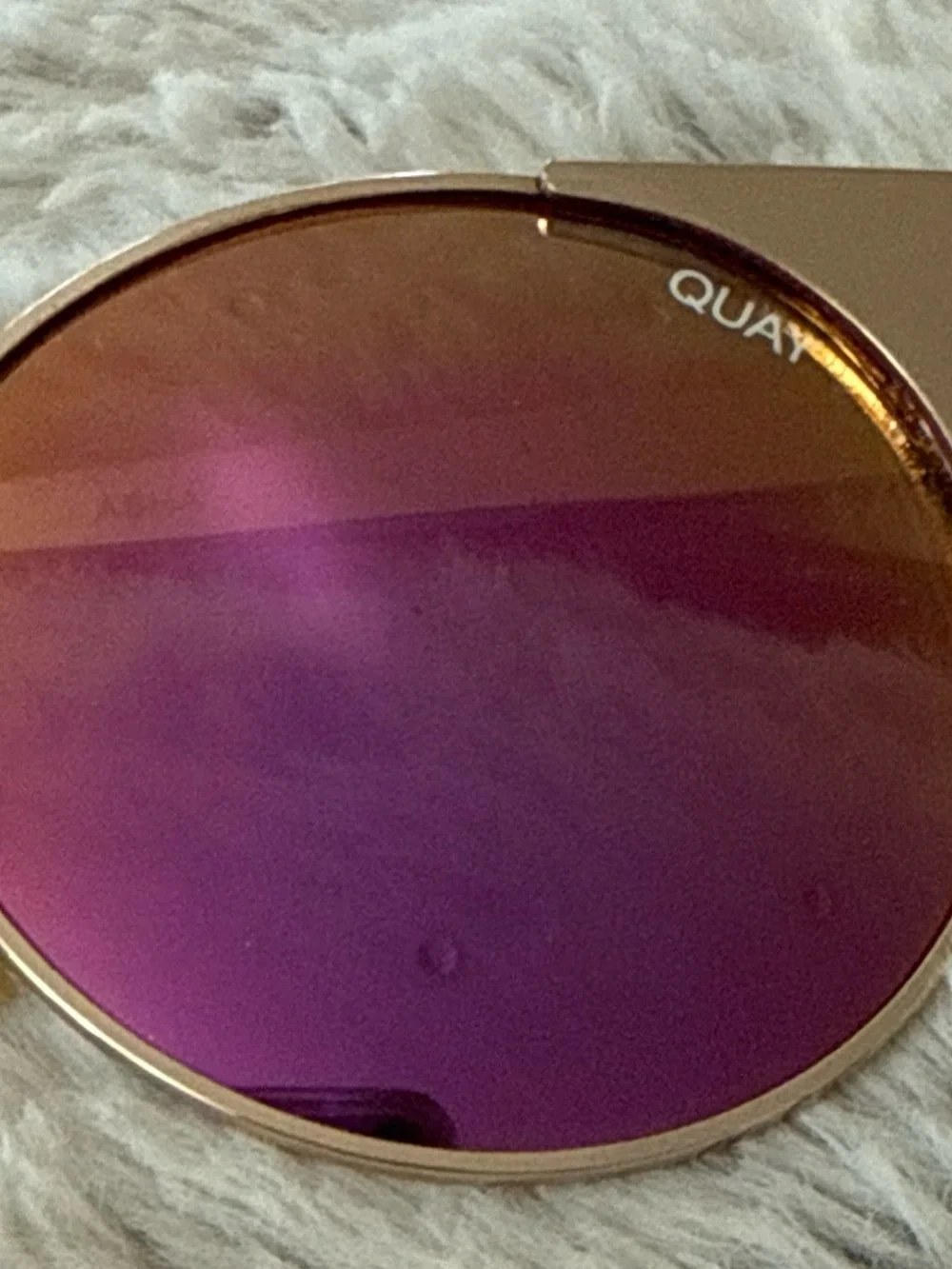 Quay Australia Gold Frame Sunglasses with Pink-Gold Mirrored Lenses